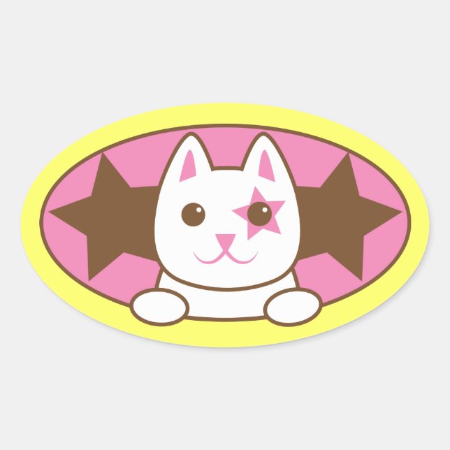 Sticker Ovale Je suis un STAR CAT tellement mignon ! (Devant)