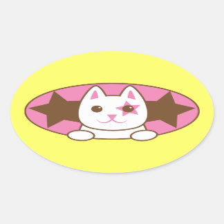 Sticker Ovale Je suis un STAR CAT tellement mignon !