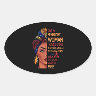 Sticker Ovale Je suis une femme de février