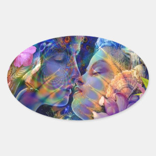 Sticker Ovale Je t'aime