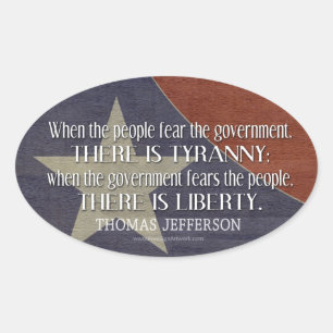 Sticker Ovale Jefferson Citation sur la liberté et la tyrannie