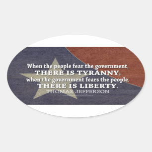 Sticker Ovale Jefferson Citation sur la liberté et la tyrannie