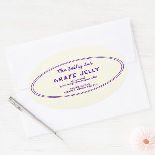 Sticker Ovale Jelly de raisin en conserve ovale Votre nom d'entr