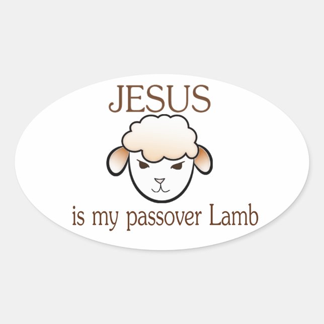 Sticker Ovale Jésus est mon agneau de pâque (Devant)
