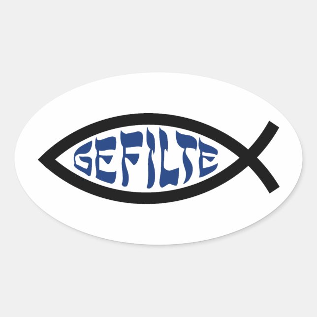 Sticker Ovale Jesus Gefilte Fish - Humour de la Pâque juive (Devant)