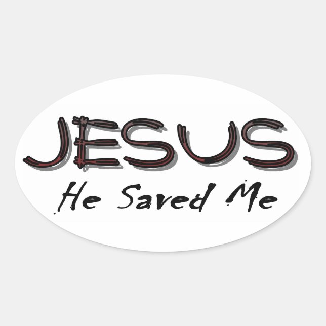 Sticker Ovale Jésus m'a sauvé (Devant)