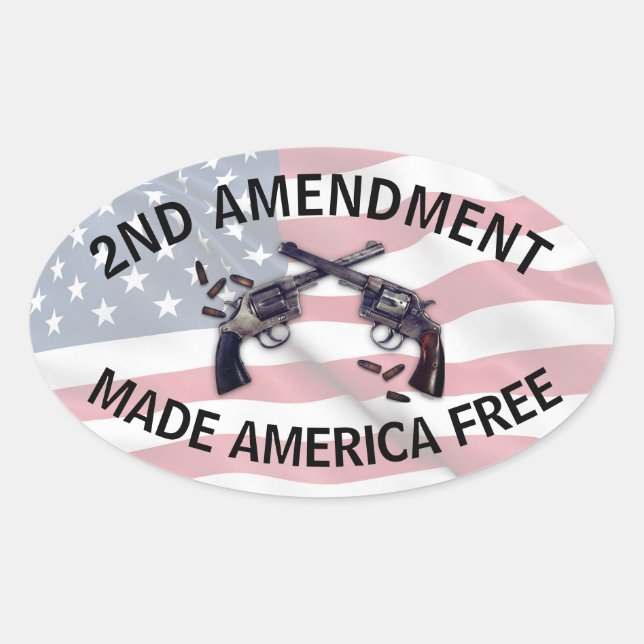 Sticker Ovale Jeu de deuxième amendement du drapeau américain (Devant)