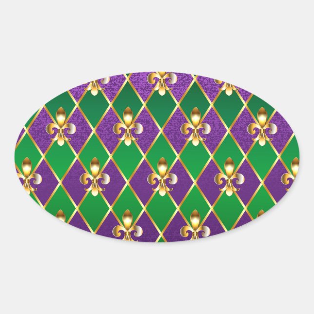Sticker Ovale Jewelry Background Mardi Gras (Devant)