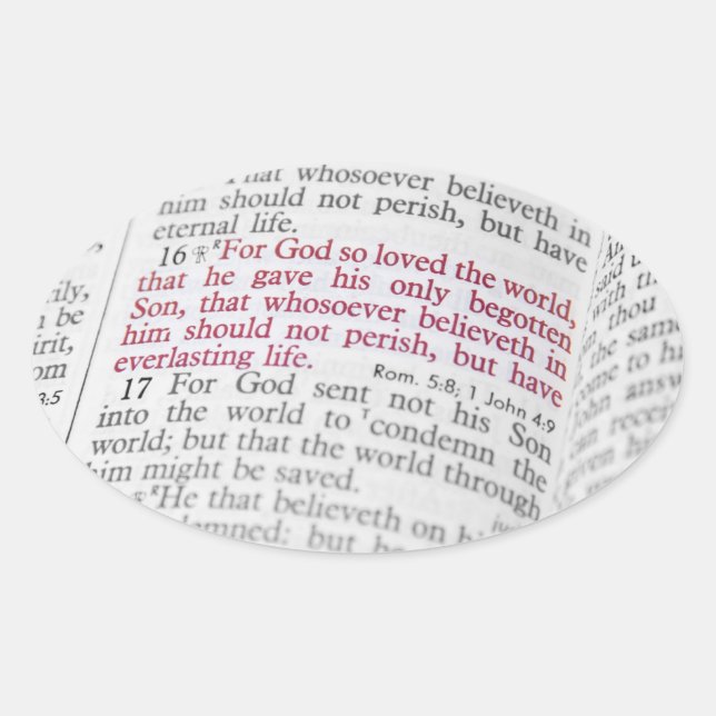 Sticker Ovale John 3:16 (Devant)
