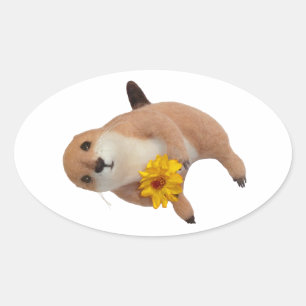 Sticker Ovale jouet farci pour chien des prairies
