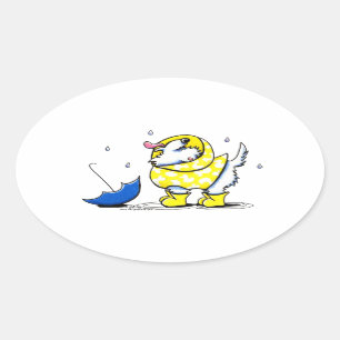 Sticker Ovale Jour pluvieux de Westie