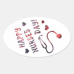 Sticker Ovale joyeuse journée des infirmières BOKEH