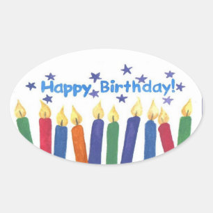 Sticker Ovale Joyeuses bougies d'anniversaire
