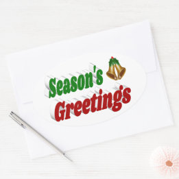 Sticker Ovale Joyeuses Fêtes Bells typographie de Noël