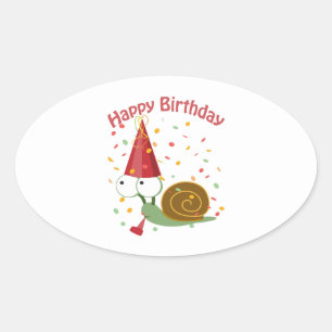 Sticker Ovale Joyeux anniversaire ! Escargot Confetti