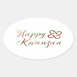 Sticker Ovale Joyeux Kwanzaa Bokeh Umoja