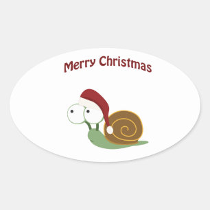 Sticker Ovale Joyeux Noël ! Escargot