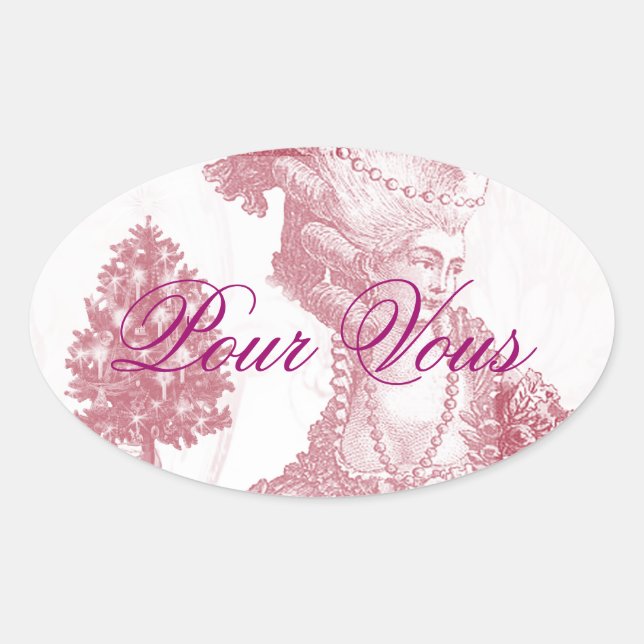 Sticker Ovale Joyeux Noel (Rouge) Pour Vous Don (Devant)