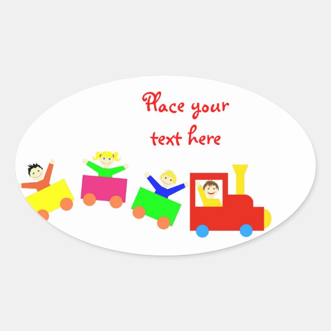 Sticker Ovale Joyeux Train pour enfants (Devant)