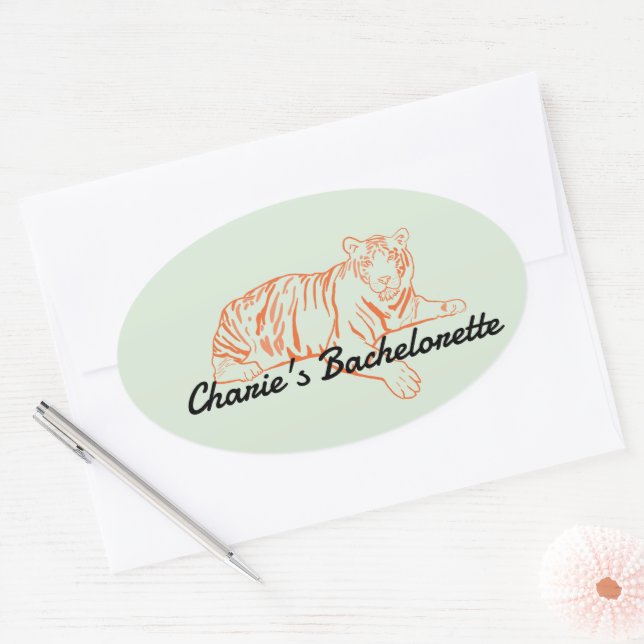 Sticker Ovale Jungle Tiger Bachelorette (Enveloppe)