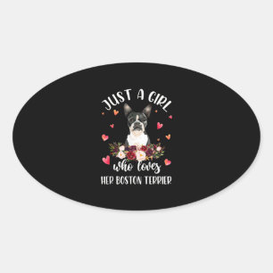 Sticker Ovale Juste Une Fille Qui Aime Son Amoureux des chiens B