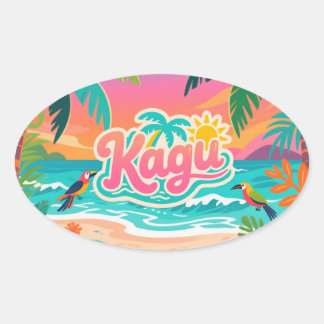 Sticker Ovale Kagu Tropical