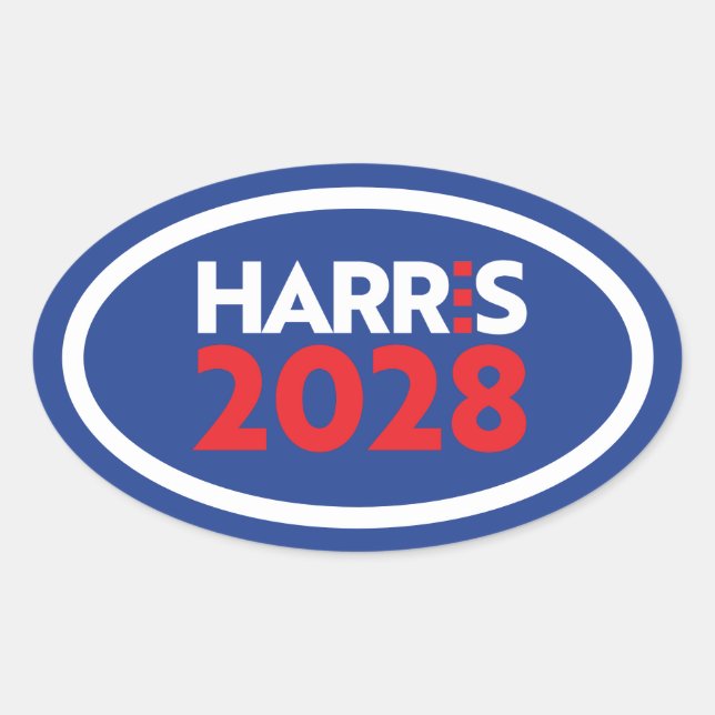 Sticker Ovale Kamala Harris 2028 (Devant)