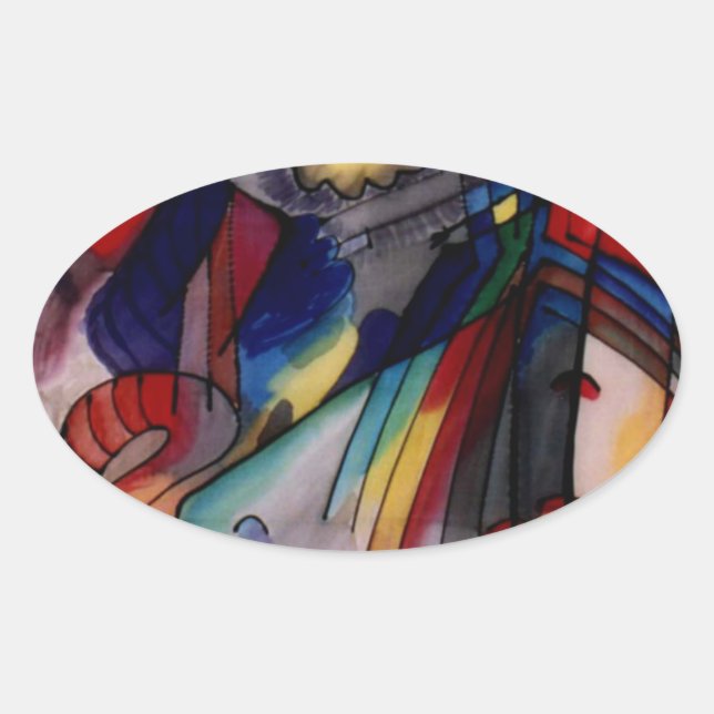 Sticker Ovale Kandinsky 1913 Peinture Abstraite (Devant)