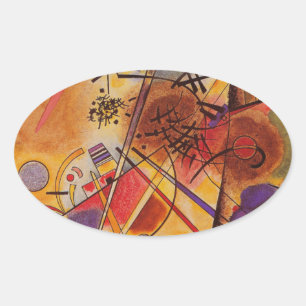 Sticker Ovale Kandinsky Brown jaune bleu rouge