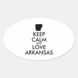Sticker Ovale KEEP CALM et LOVE ARKANSAS