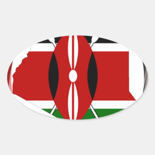 Sticker Ovale Kenya Célébration drapeau coloré Carte vectorielle