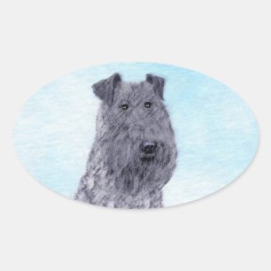 Sticker Ovale Kerry Blue Terrier peinture mignonne Chien d'origi