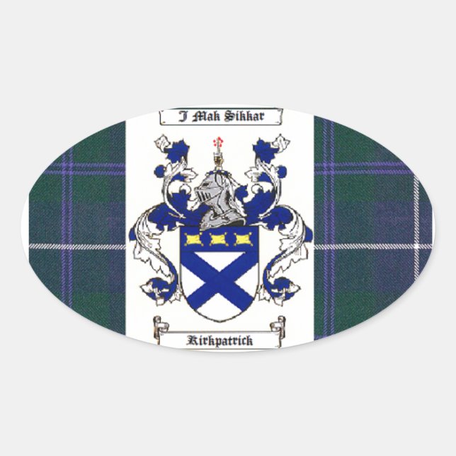 Sticker Ovale Kirkpatrick Crest sur Douglas Blue Tartan (Devant)