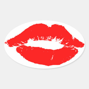 Sticker Ovale Kiss Lips Red Lipstick Losion Passion Valentine