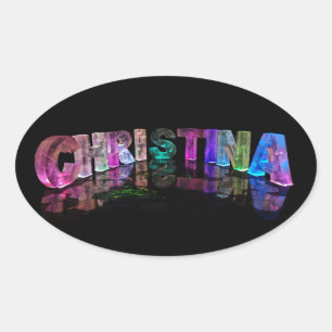 Sticker Ovale La Christina nommée dans les lettres de fantaisie