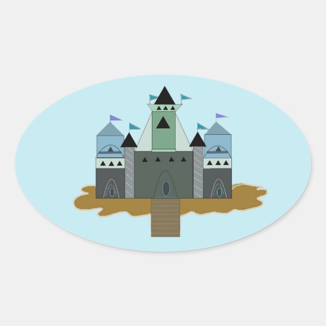 Sticker Ovale La forteresse du château (Devant)