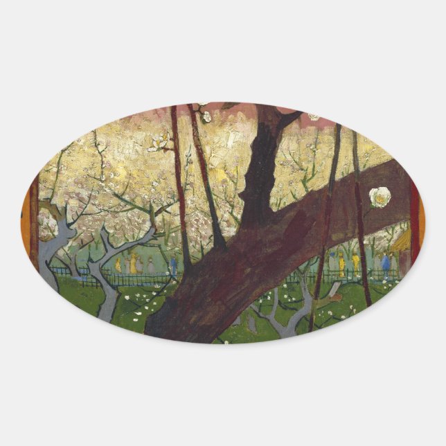 Sticker Ovale La japonaise de Van Gogh après Hiroshige (Devant)