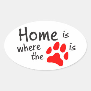 Sticker Ovale La maison est l'endroit où se trouve l'empreinte d