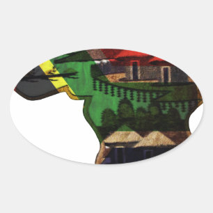 Sticker Ovale La mosaïque africaine en effervescence : Art Motif