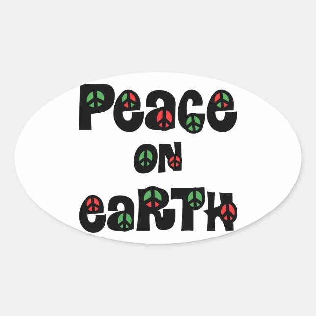 Sticker Ovale La Paix sur Terre Noël (Devant)