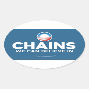 Sticker Ovale La parodie d'Obama enchaîne l'autocollant