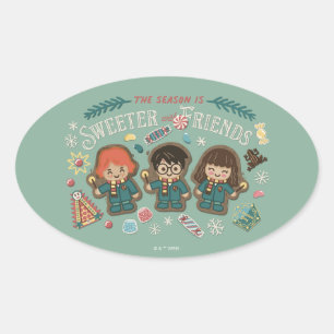 Sticker Ovale La saison est plus douce avec les amis