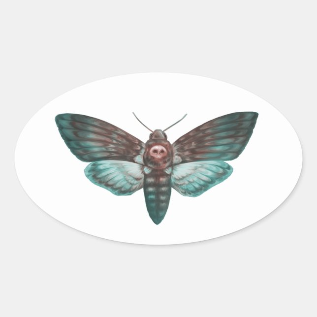 Sticker Ovale La tête de mort de Hawkmoth (Devant)