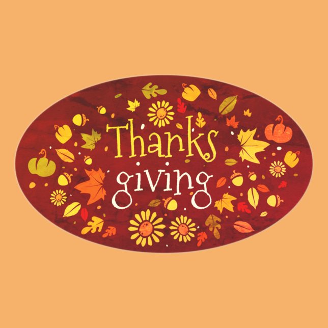 Sticker Ovale La verdure de Thanksgiving (Créateur téléchargé)