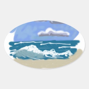 Sticker Ovale La vie est meilleure à la plage