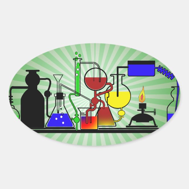 STICKER OVALE LAB WARE - LABORATOIRE GLASSWARE MAD SCIENTIFIQUE (Devant)