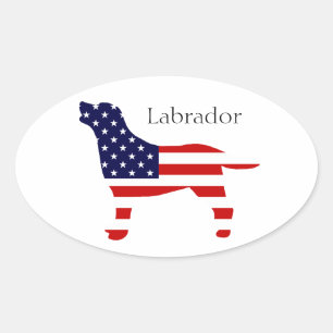 Sticker Ovale Labrador Outline in Stars and Stripes