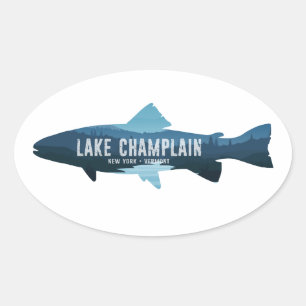 Sticker Ovale Lac Champlain New York Vermont Poisson
