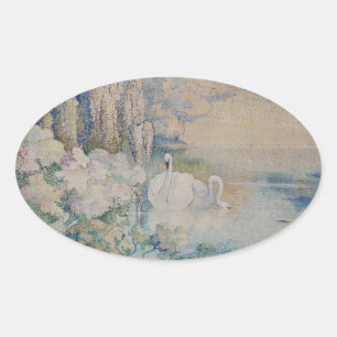 Sticker Ovale Lac Swan