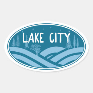 Sticker Ovale Lake City Colorado Extérieur